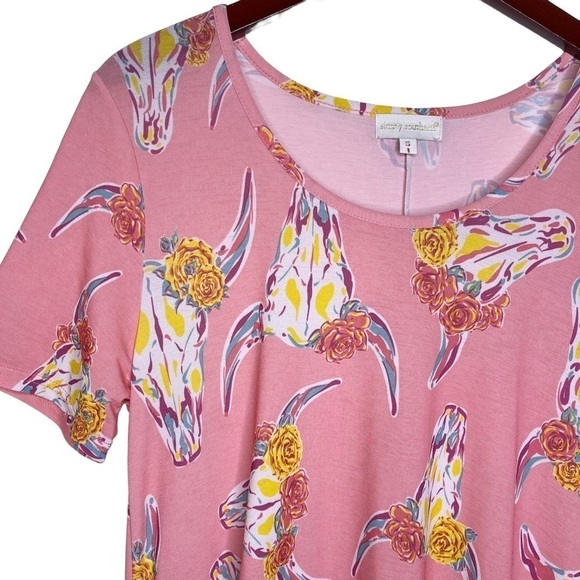 Simply SOUTHERN Floral Tassel Dress Size Small in Boho Bull Cow Pink Print - Picture 6 of 14